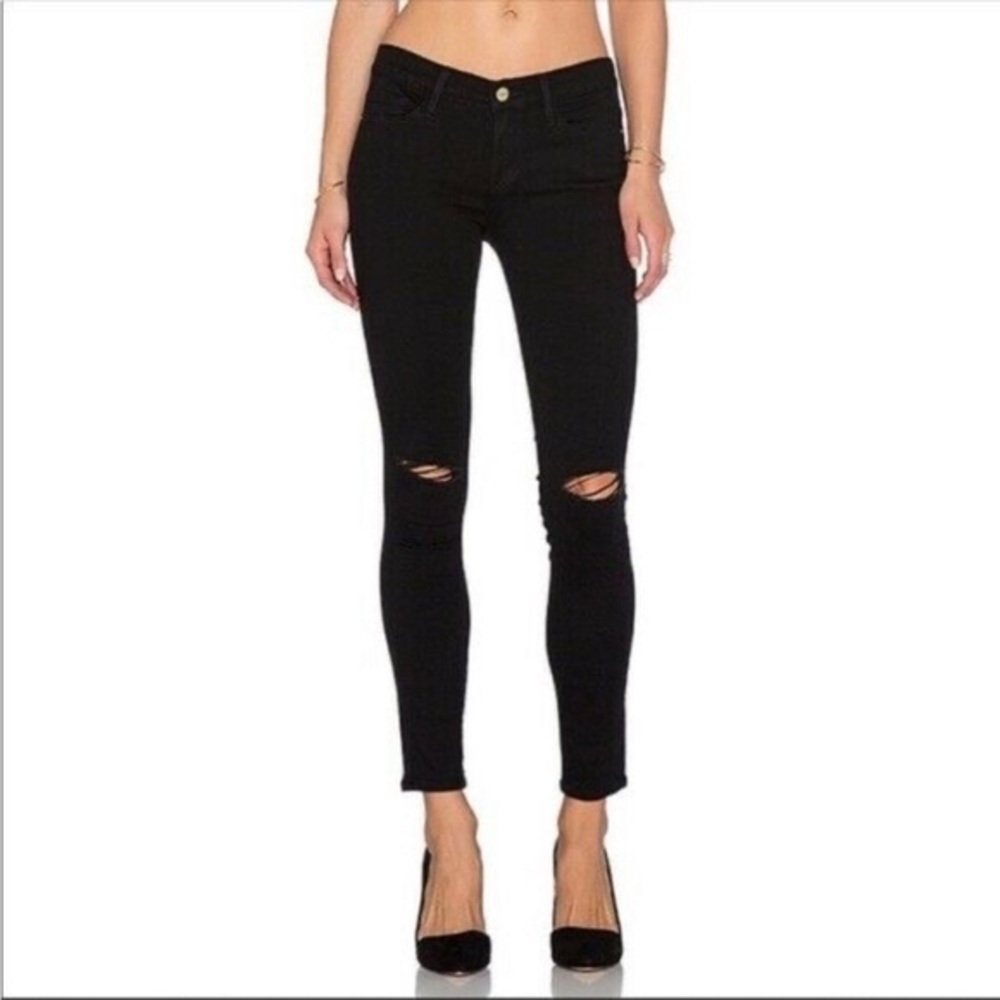 Frame Black Distressed Le Skinny de Jeanne